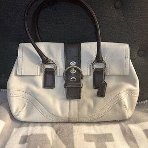 Coach Soho Classic Two-Tone Leather Satchel - White and Dark Brown